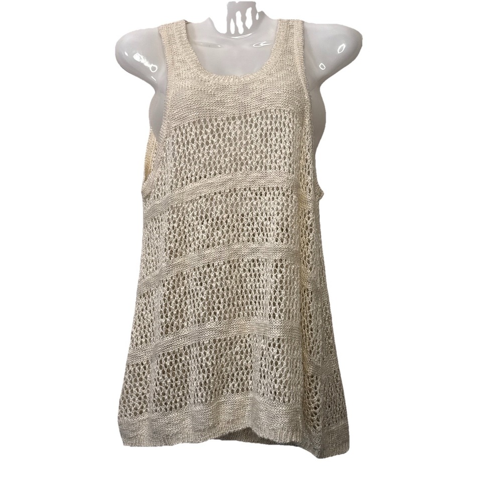 Omg Womens Knitted Top‎ Size Small Beige Tank Top Sheer